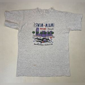VINTAGE Swim Miami Marine Stadium 1993 T-shirt Men Large 90s Single Stitch